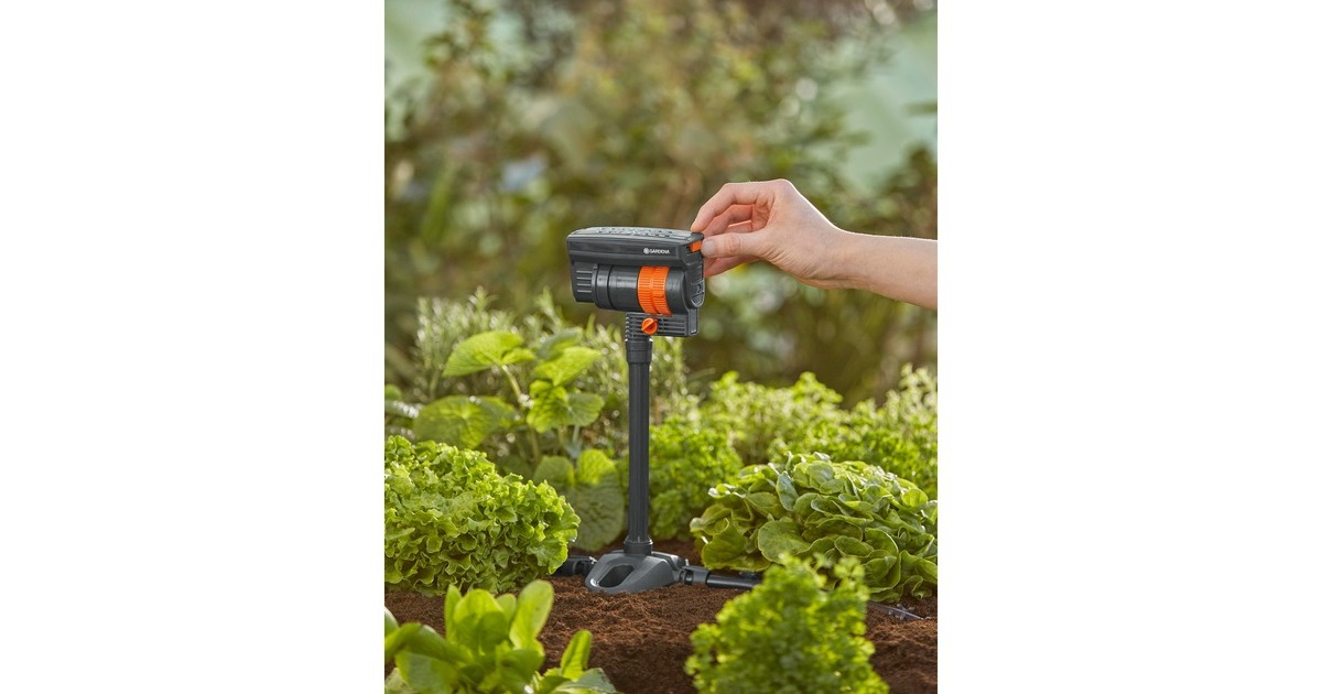 GARDENA Micro-Drip-System Viereckregner OS 90(dunkelgrau/orange, Modell 2023)