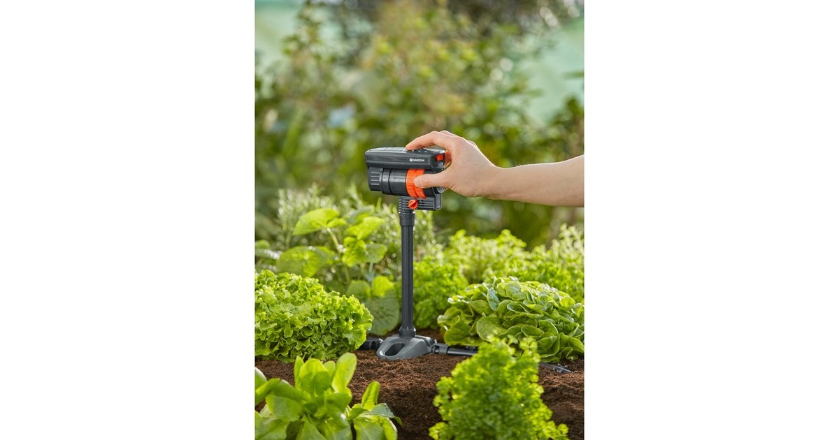 GARDENA Micro-Drip-System Viereckregner OS 90(dunkelgrau/orange, Modell 2023)