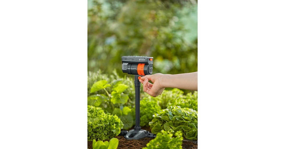 GARDENA Micro-Drip-System Viereckregner OS 90(dunkelgrau/orange, Modell 2023)