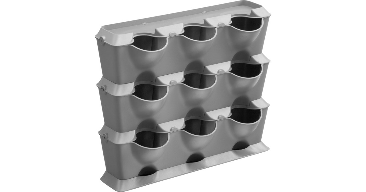 GARDENA NatureUp! Basis Set Vertikal, Pflanzbehälter(grau, 3 Reihen, für 9 Pflanzen)