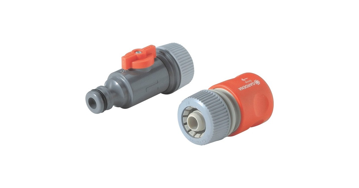 GARDENA Perl-Regner-Anschlussset 13mm (1/2“), Schlauchstück(grau/orange, 2-teilig)