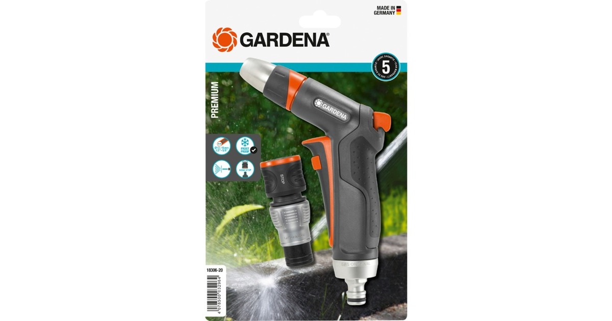 GARDENA Premium Reinigungsspritzen-Set 18306-20(schwarz/silber, 13mm (1/2") - 15mm (5/8“))