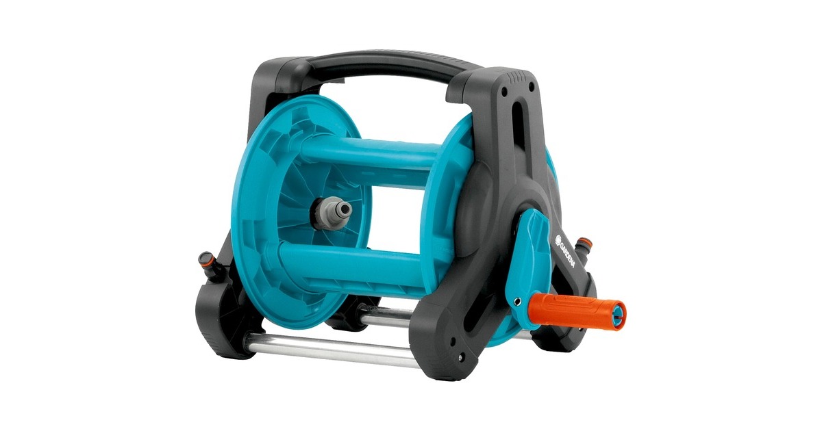 GARDENA Schlauchtrommel Classic 10 Set, mit Schlauch(grau/türkis, 10 Meter, mit Systemteilen und Spritze)
