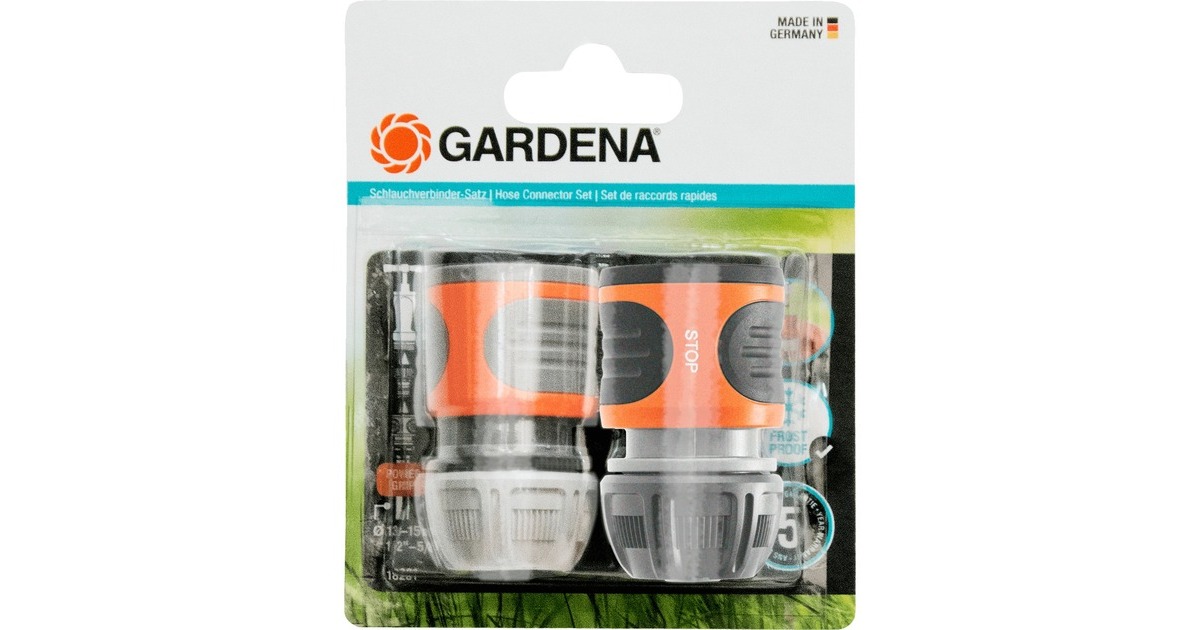 GARDENA Schlauchverbinder Satz 13mm (1/2"), 15mm (5/8"), Schlauchstück(grau/orange, 2 Stück)