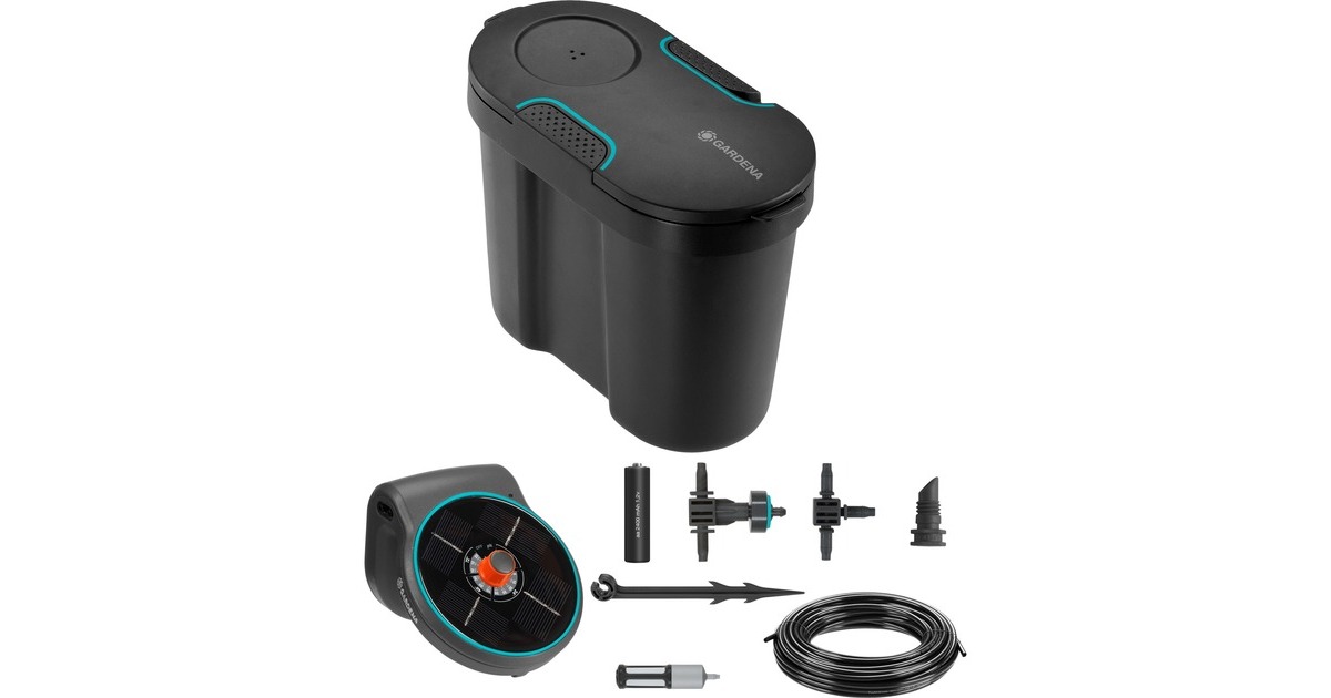 GARDENA Solar-Bewässerung AquaBloom Set, inkl. Wasserbehälter, Bewässerungssteuerung(grau, für bis zu 20 Pflanzen)