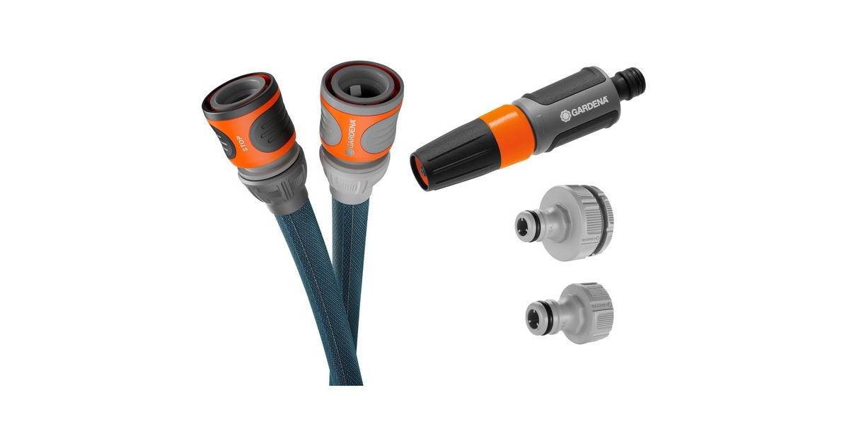 GARDENA Textilschlauch Liano Xtreme 1/2", 25 Meter Set(dunkelgrau/orange, Modell 2023, inkl. Reinigungsspritze, 2 Hahnverbinder)