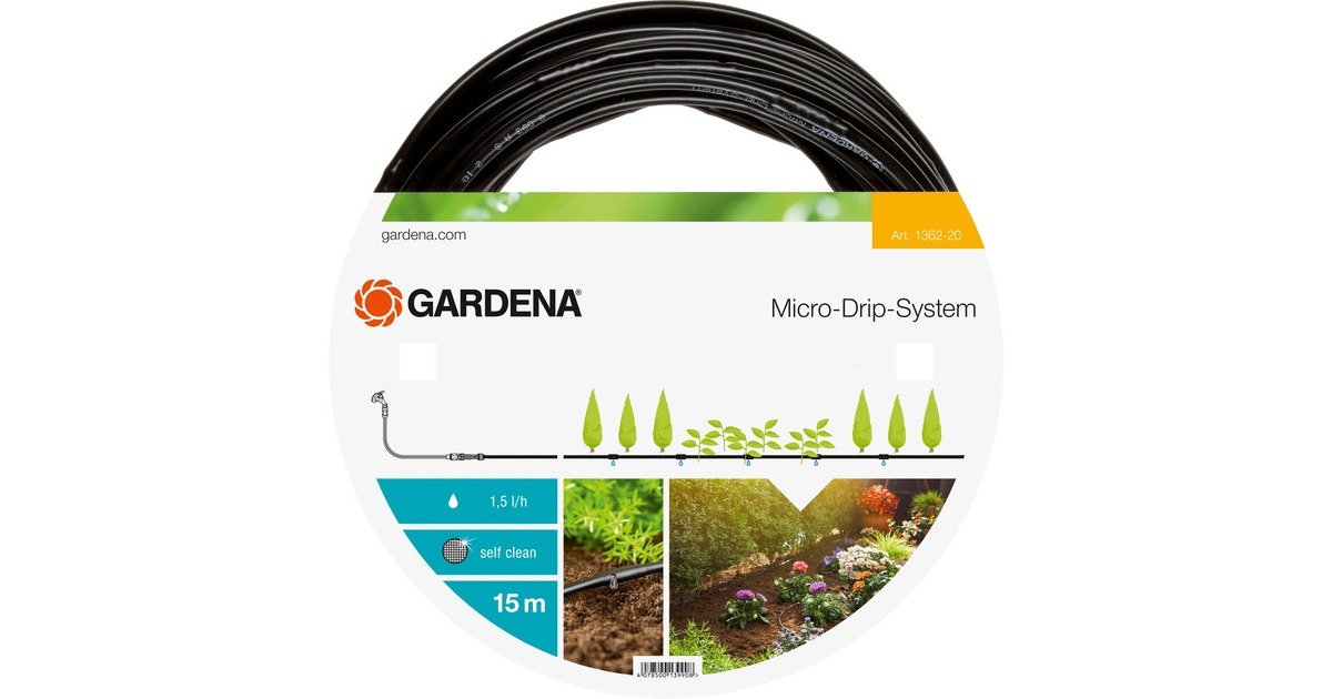 GARDENA Tropfrohr oberirdisch 4,6mm, Tropfer(schwarz, 15 Meter)