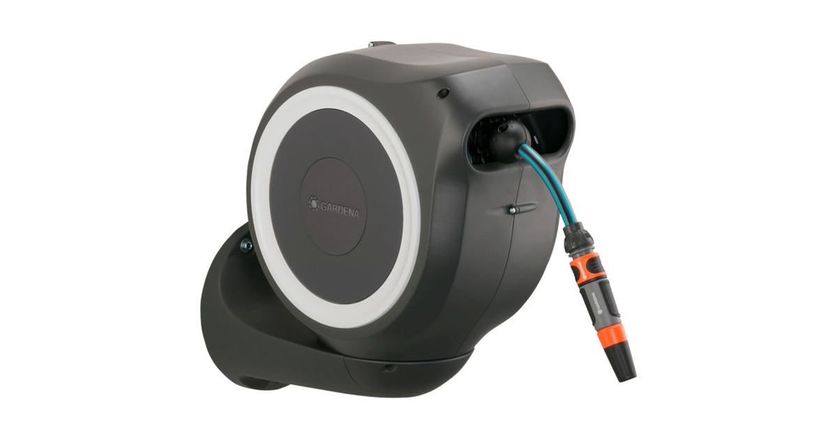 GARDENA Wand-Schlauchbox RollUp S, 15 Meter, Schlauchtrommel(grau)