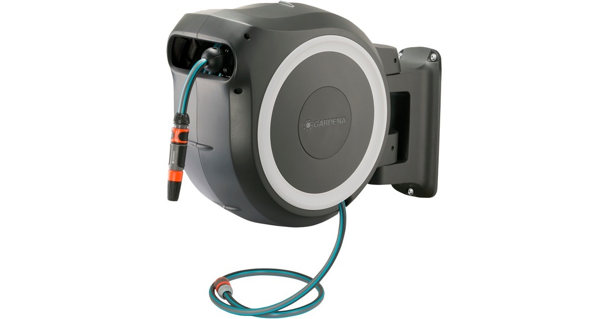GARDENA Wand-Schlauchbox RollUp XL, 35 Meter, Schlauchtrommel(grau)