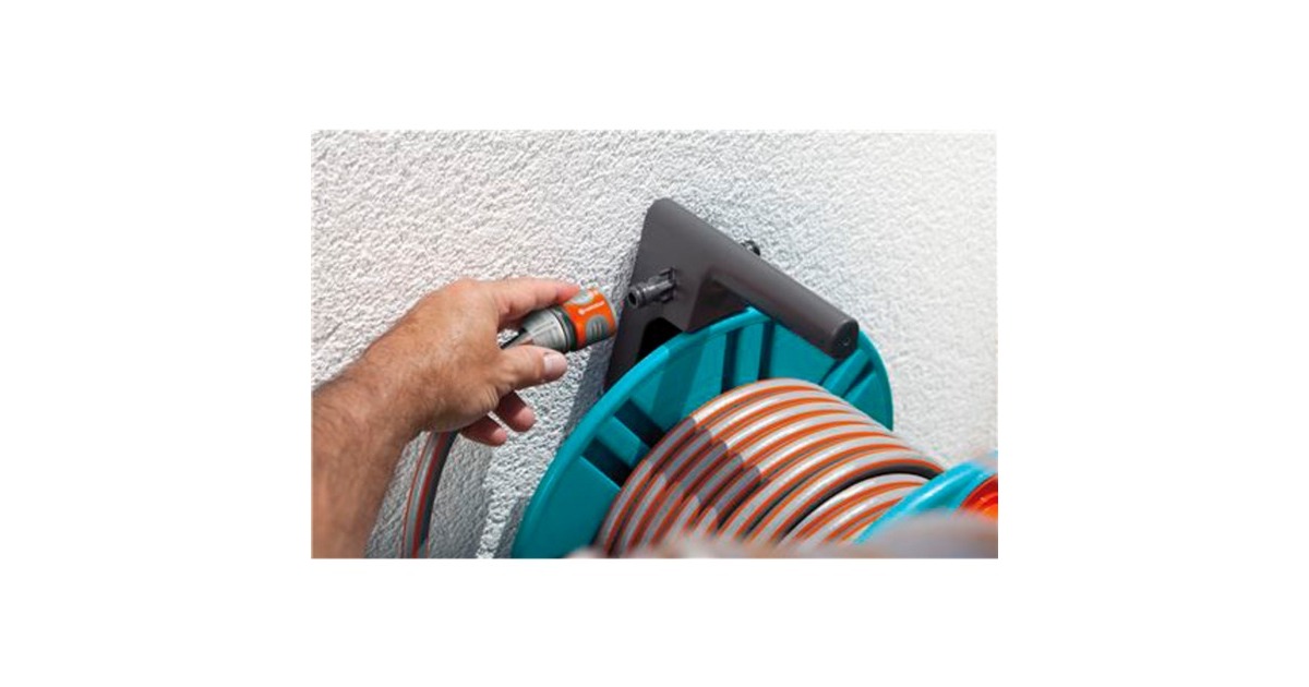 GARDENA Wand-Schlauchtrommel 60 mit Schlauchführungsrolle Classic(türkis/grau)