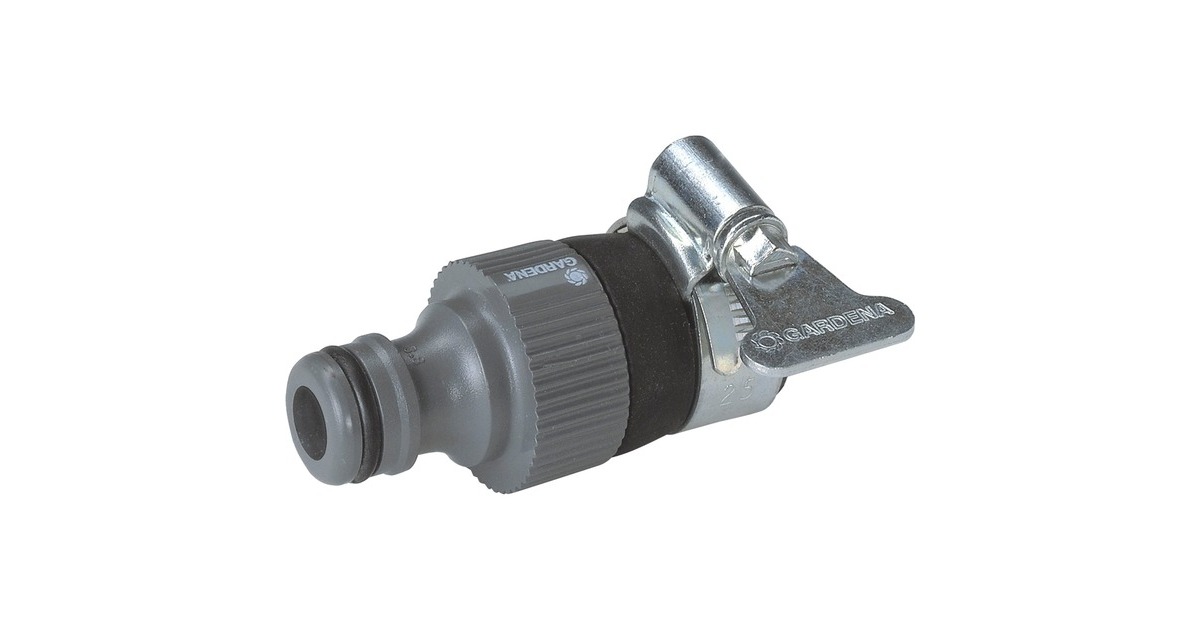 GARDENA Wasserdieb für Wasserhähne ohne Gewinde, Hahnstück(grau/silber, 14 - 17mm Außendurchmesser)