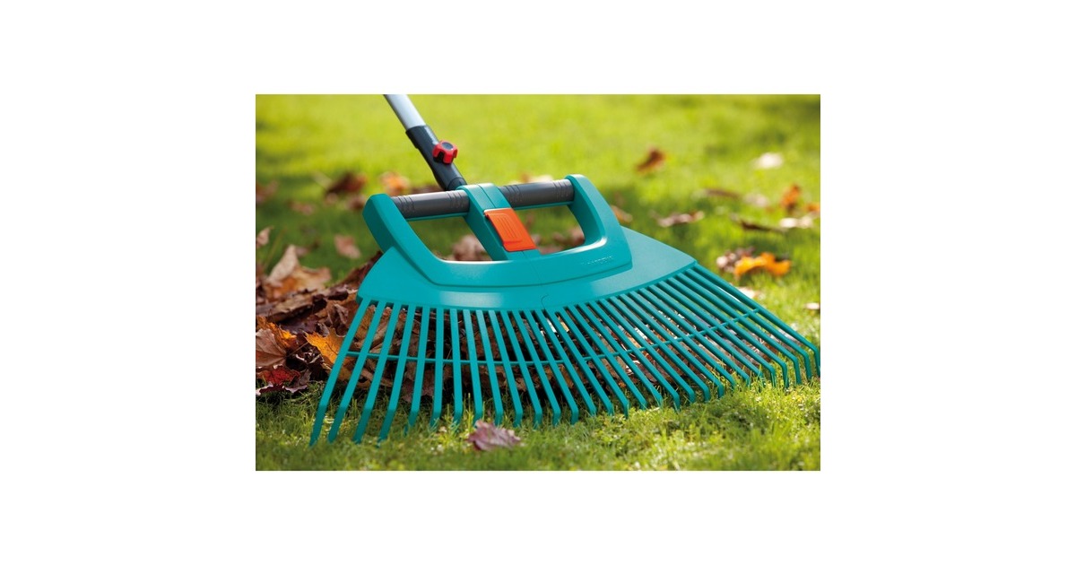 GARDENA combisystem-Kunststoff-Fächerbesen XXL vario, Sortiment mit Stiel(türkis/holz, 77cm)