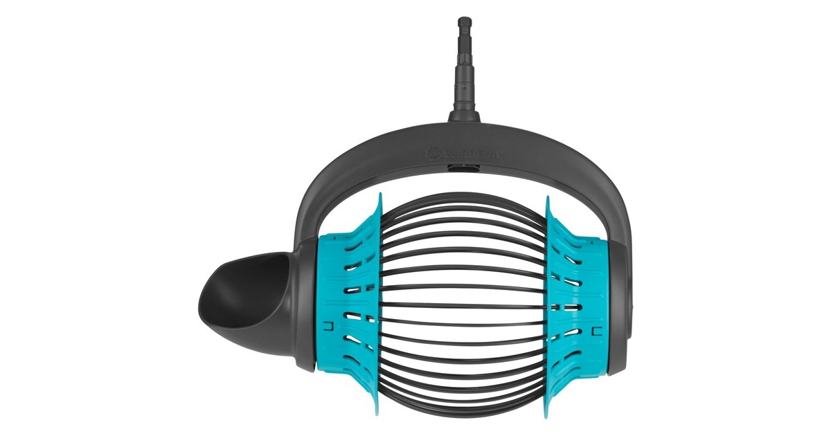 GARDENA combisystem-Rollsammler 3108-30, Obstpflücker(schwarz/türkis, mit 130cm Holzstiel)