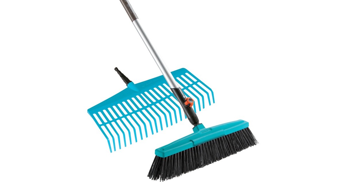 GARDENA combisystem-Straßen- und Fächerbesen Komplettangebot(türkis/holz, 45cm)