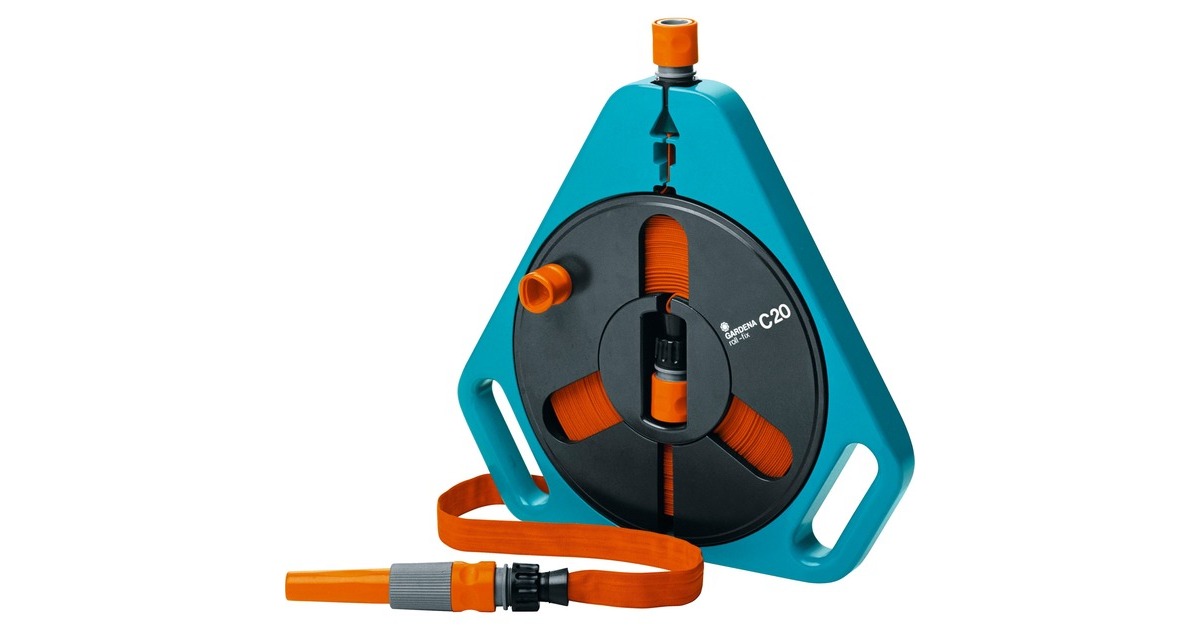 GARDENA roll-fix-Flachschlauch 20 mit Kassette Classic, Schlauchtrommel(türkis/orange, 20 Meter, mit Anschlüssen) GARDENA roll-fix-Flachschlauch 20 mit Kassette Classic, Schlauchtrommel(türkis/orange, 20 Meter, mit Anschlüssen)