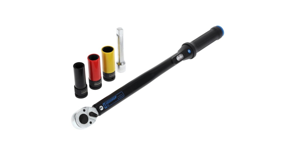 GEDORE Drehmomentschlüssel TORCOFLEX UK Set, 1/2"(schwarz, inkl. 3 Alufelgen-Steckschlüsseleinsätze)