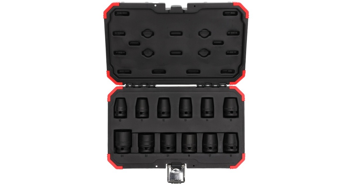 GEDORE Red Kraftschrauber-Steckschlüssel-Satz 1/2", 12-teilig(rot/schwarz, SW 10mm - 24mm)