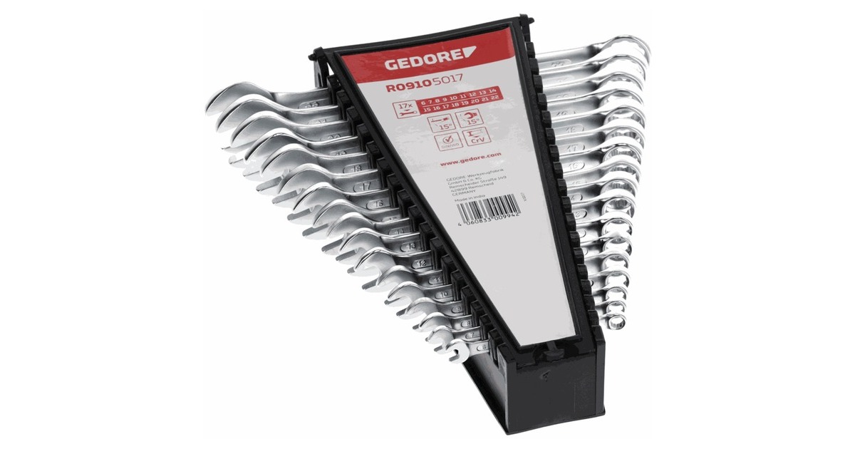 GEDORE Red Ring-Maulschlüssel-Satz, 17-teilig, Schraubenschlüssel(chrom, SW 6 - 22mm)