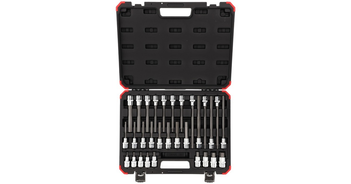 GEDORE Red Schraubendreher-Steckschlüssel-Einsatz-Satz, 1/2"(schwarz/rot, 30-teilig, Innen-Sechskant, im Koffer)
