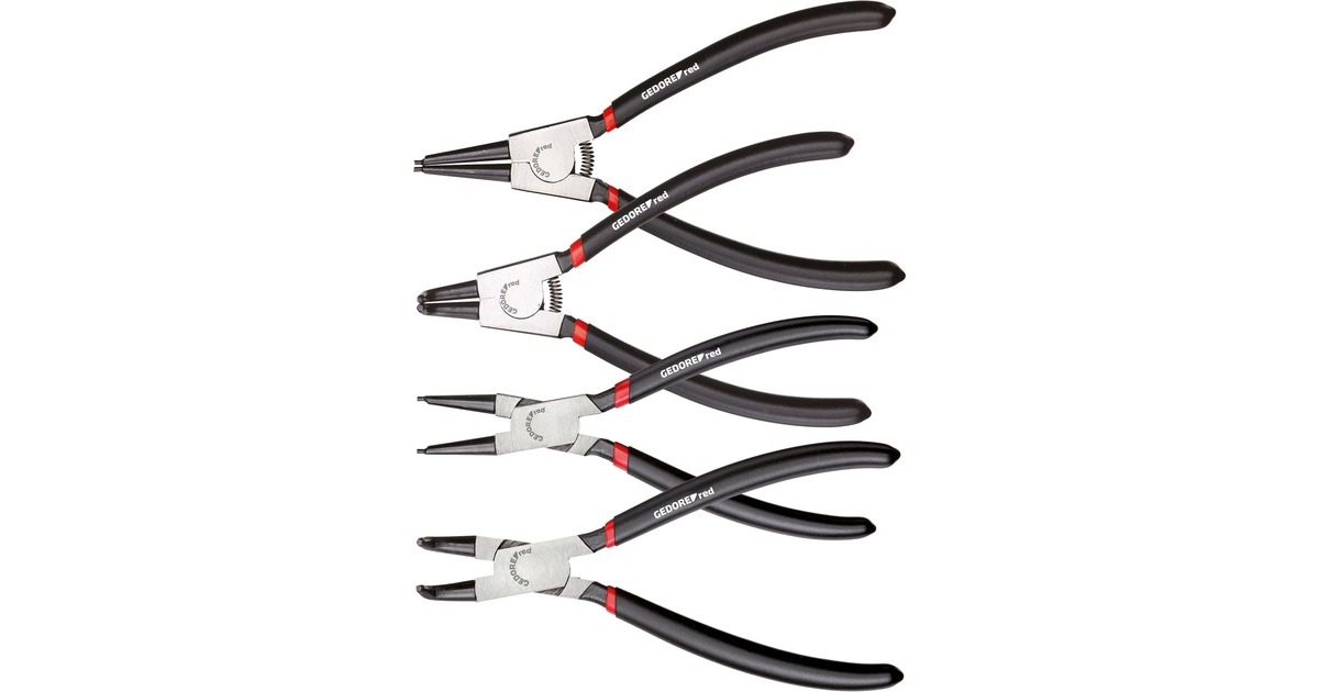 GEDORE Red Sicherungsring-Zangen-Satz gerade und gewinkelt, 4-teilig, Zangen-Set(schwarz)