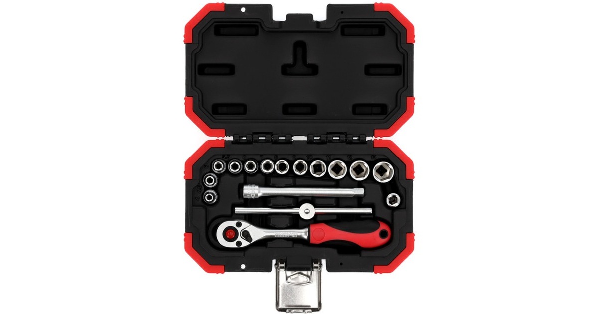 GEDORE Red Steckschlüssel-Satz 1/4", 16-teilig(rot, mit Umschalt-Knarre, SW 4mm - 13mm)