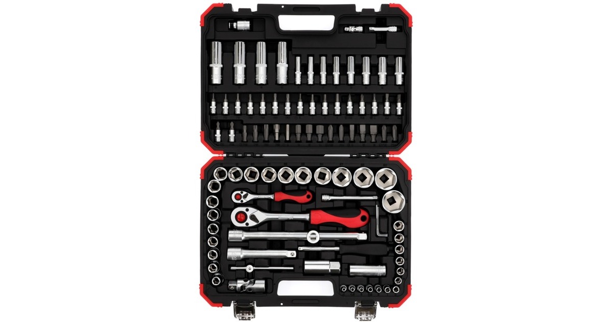 GEDORE Red Steckschlüssel-Satz 1/4" + 1/2", 94-teilig(rot/schwarz, mit Umschalt-Knarren, SW 4mm - 32mm)