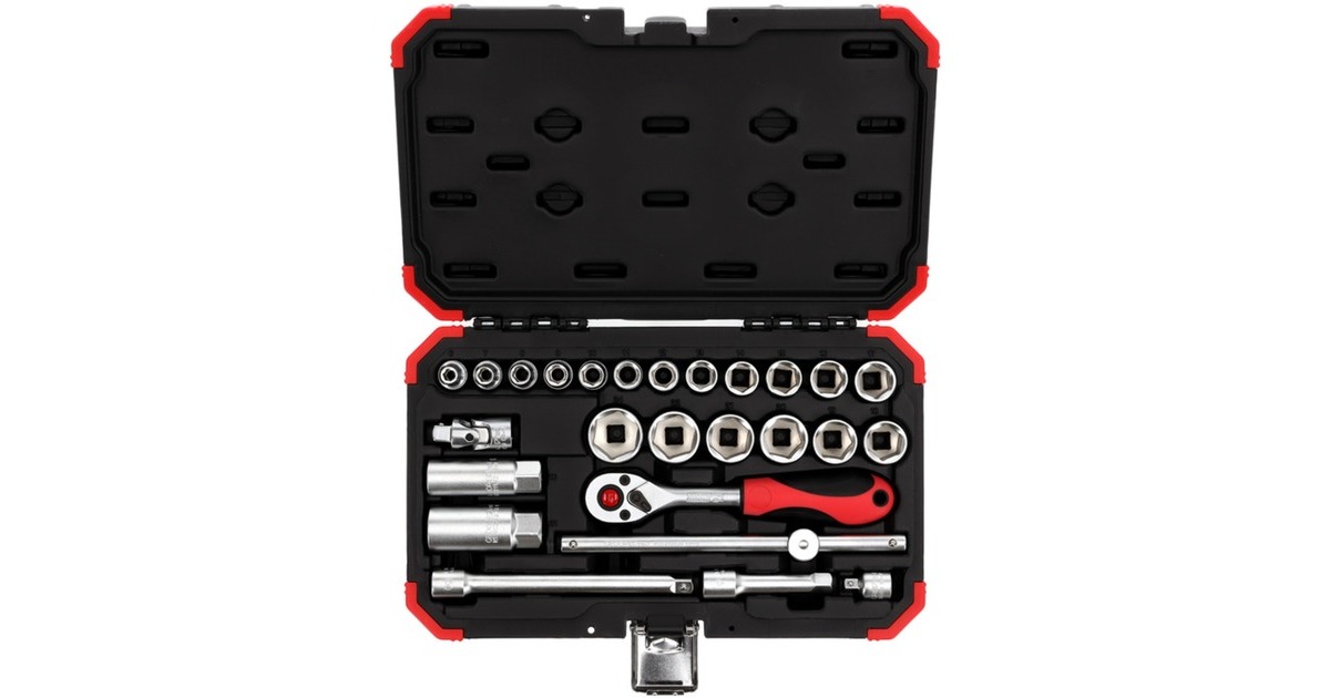 GEDORE Red Steckschlüssel-Satz 3/8", 26-teilig(rot/schwarz, mit Umschalt-Knarre, SW 6mm - 24mm)