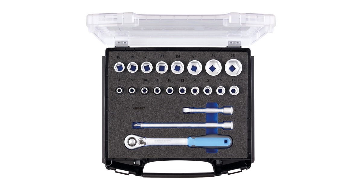 GEDORE Steckschlüsselsatz 1/2", 21-teilig, Werkzeug-Set(mit Umschaltknarre, i-BOXX 72)