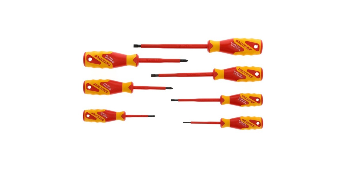 GEDORE VDE Schraubendreher-Satz, 7-teilig(rot/gelb, Schlitz- und Kreuzschlitz)