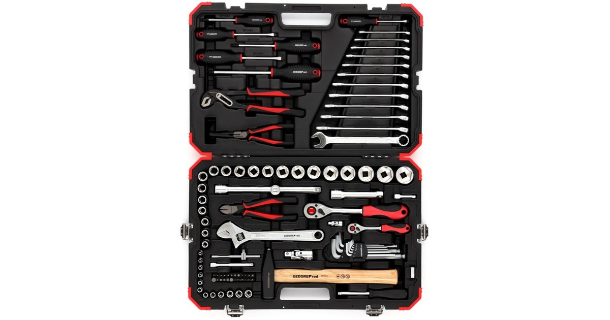 GEDORE red Werkzeug- und Steckschlüssel-Satz 1/4" + 1/2", 100-teilig, Werkzeug-Set(rot/schwarz, mit Umschalt-Knarren, SW 4mm - 32mm) GEDORE red Werkzeug- und Steckschlüssel-Satz 1/4" + 1/2", 100-teilig, Werkzeug-Set(rot/schwarz, mit Umschalt-Knarren, SW 4mm - 32mm)