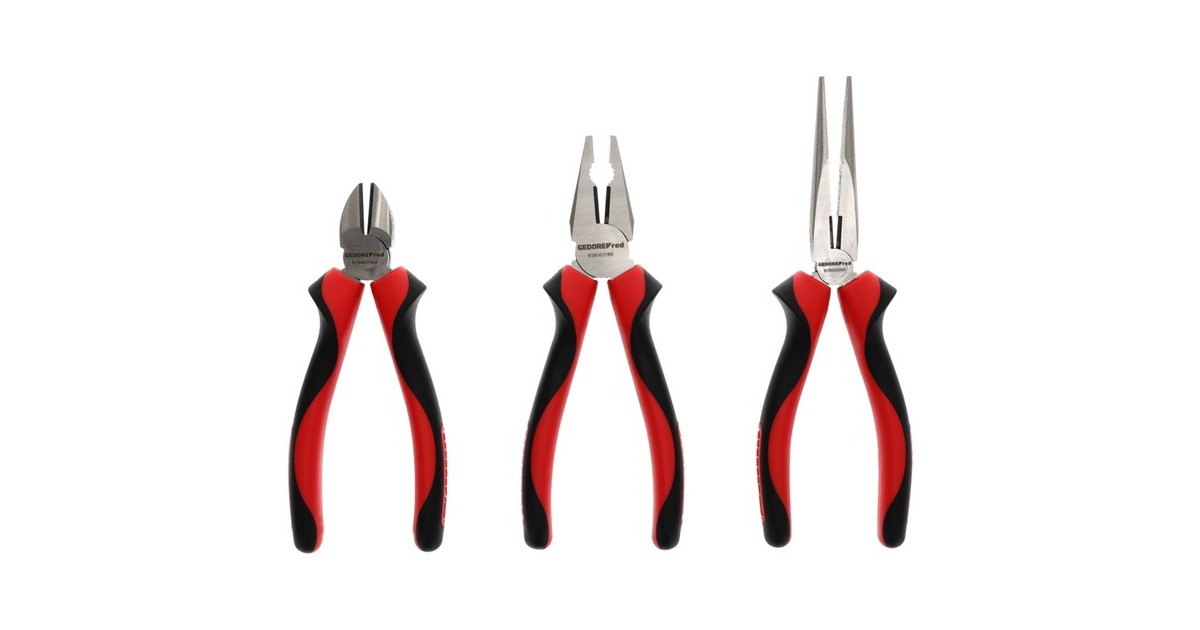 GEDORE red Zangen-Satz 2K-Griff, 3-teilig, Zangen-Set(rot/schwarz)