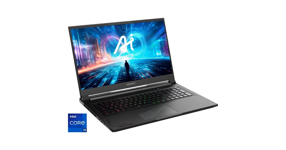 GIGABYTE AORUS 17X AZG-65DE665SH, Gaming-Notebook(schwarz, Windows 11 Home 64-Bit, 49.3 cm (17.3 Zoll) & 240 Hz Display, 2 TB (1 TB SSD & 1 TB SSD))