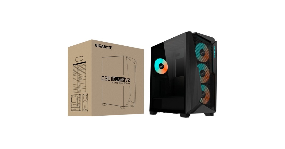 GIGABYTE C301 G V2, Tower-Gehäuse(schwarz, Tempered Glass)