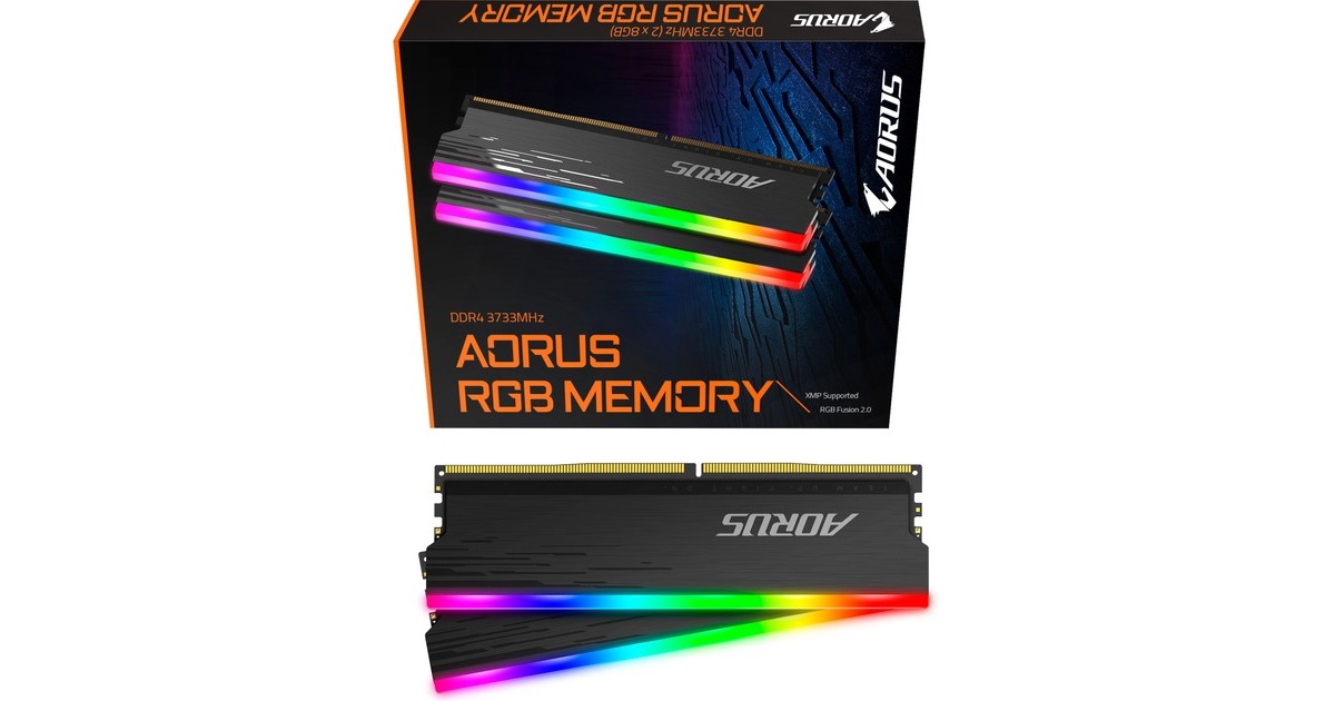 GIGABYTE DIMM 16 GB DDR4-3733 (2x 8 GB) Dual-Kit, Arbeitsspeicher(grau, GP-ARS16G37D, AORUS RGB, INTEL XMP)