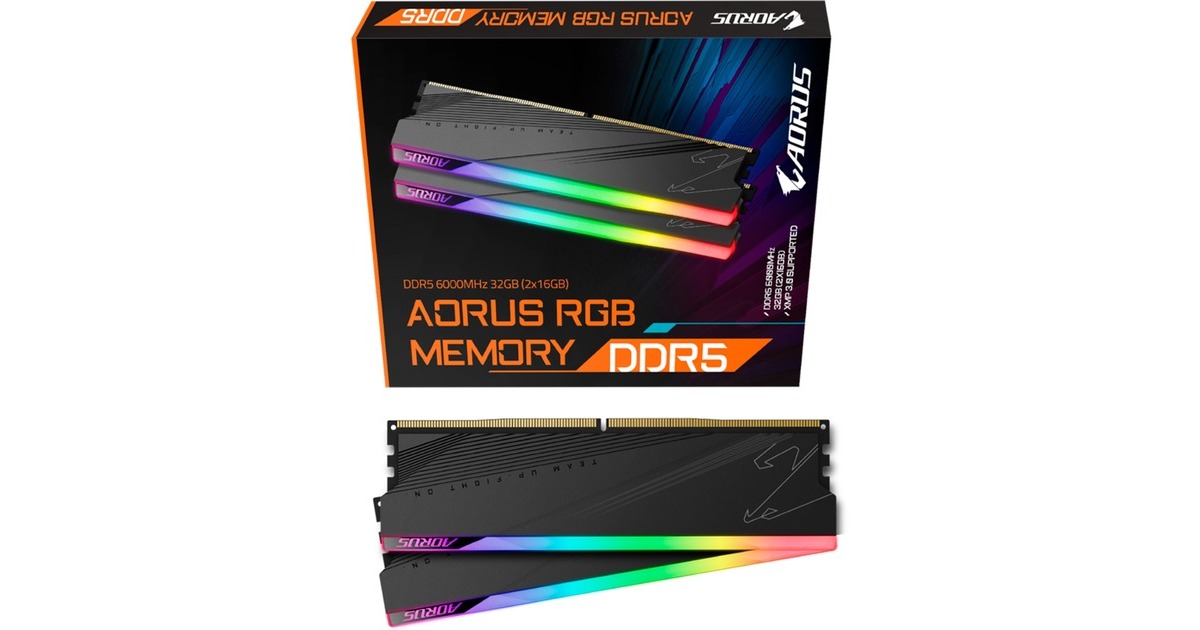 GIGABYTE DIMM 32 GB DDR5-6000 (2x 16 GB) Dual-Kit, Arbeitsspeicher(schwarz, ARS32G60D5R, AORUS, INTEL XMP)