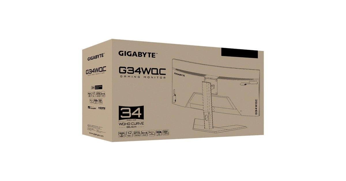 GIGABYTE G34WQC A, Gaming-Monitor(86 cm (34 Zoll), schwarz, WQHD, VA,Adaptive-Sync, HDR, 144Hz Panel)