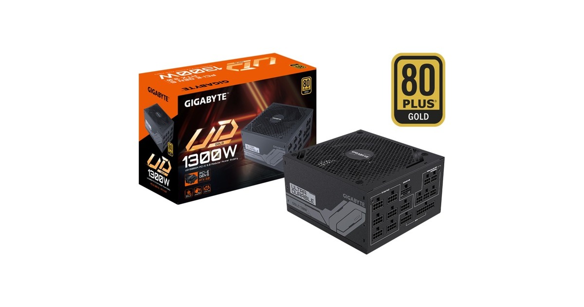 GIGABYTE GP-UD1300GM PG5 1300W, PC-Netzteil(schwarz, 1x 12VHPWR, 8x PCIe, Kabel-Management, 1300 Watt)