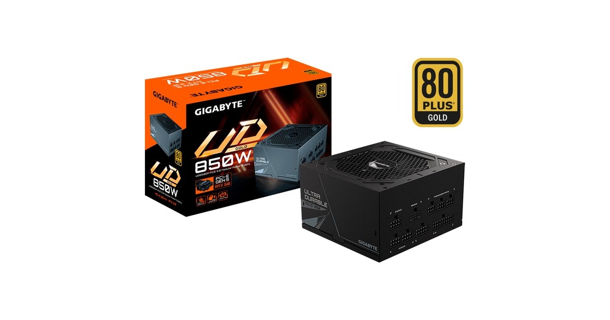 GIGABYTE GP-UD850GM PG5 850W rev.2.0, PC-Netzteil(schwarz, 3x PCIe, Kabel-Management, 850 Watt)