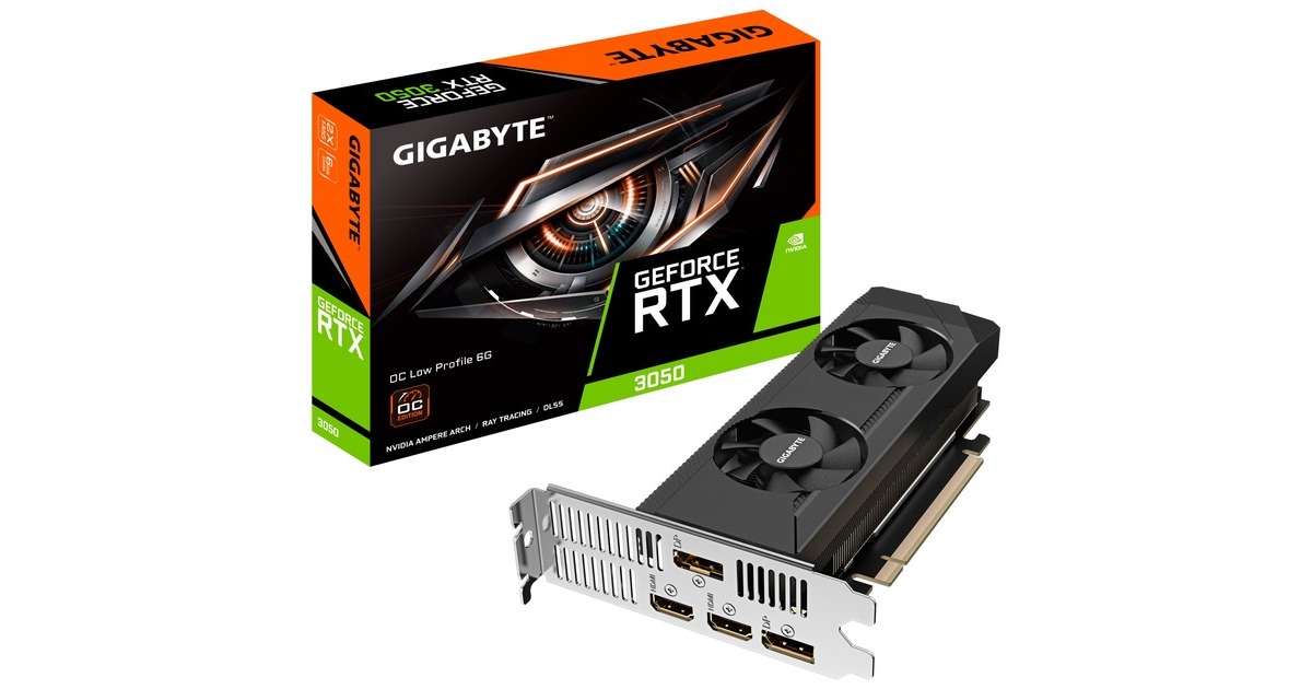 GIGABYTE GeForce RTX 3050 OC LP 6G, Grafikkarte(2x DisplayPort, 2x HDMI 2.1)