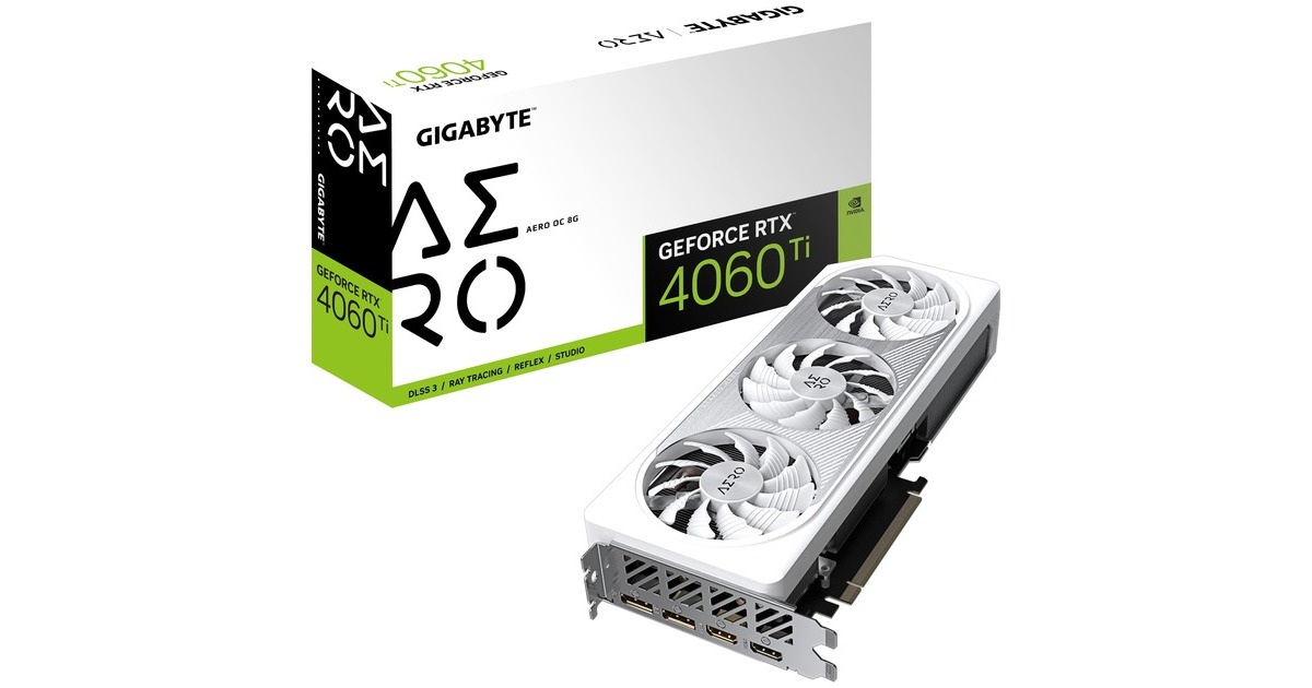 GIGABYTE GeForce RTX 4060 Ti AERO OC 8G, Grafikkarte(DLSS 3, 2x DisplayPort, 2x HDMI 2.1)