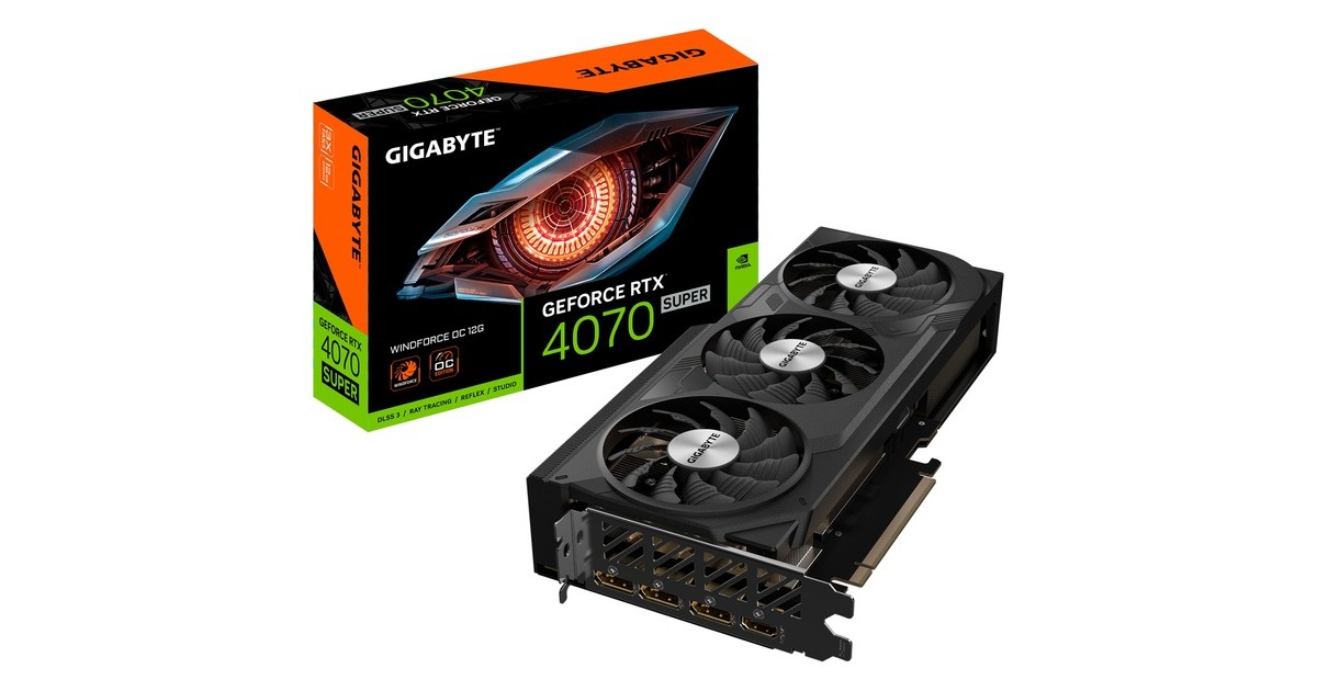 GIGABYTE GeForce RTX 4070 SUPER WINDFORCE OC 12G, Grafikkarte(DLSS 3, 3x DisplayPort, 1x HDMI 2.1)
