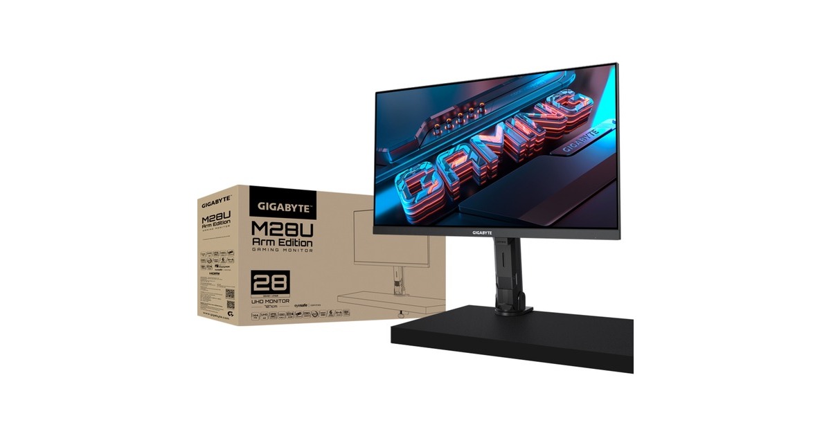 GIGABYTE M28U Arm Edition, Gaming-Monitor(71 cm (28 Zoll), schwarz, UltraHD/4K, IPS, HDMI 2.1, AMD Free-Sync, 144Hz Panel)