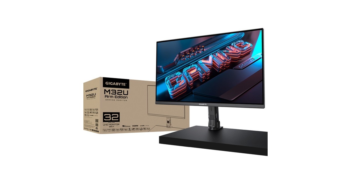 GIGABYTE M32U Arm Edition, Gaming-Monitor(80 cm (32 Zoll), schwarz, UltraHD/4K, IPS, HDMI 2.1, AMD Free-Sync, 144Hz Panel)
