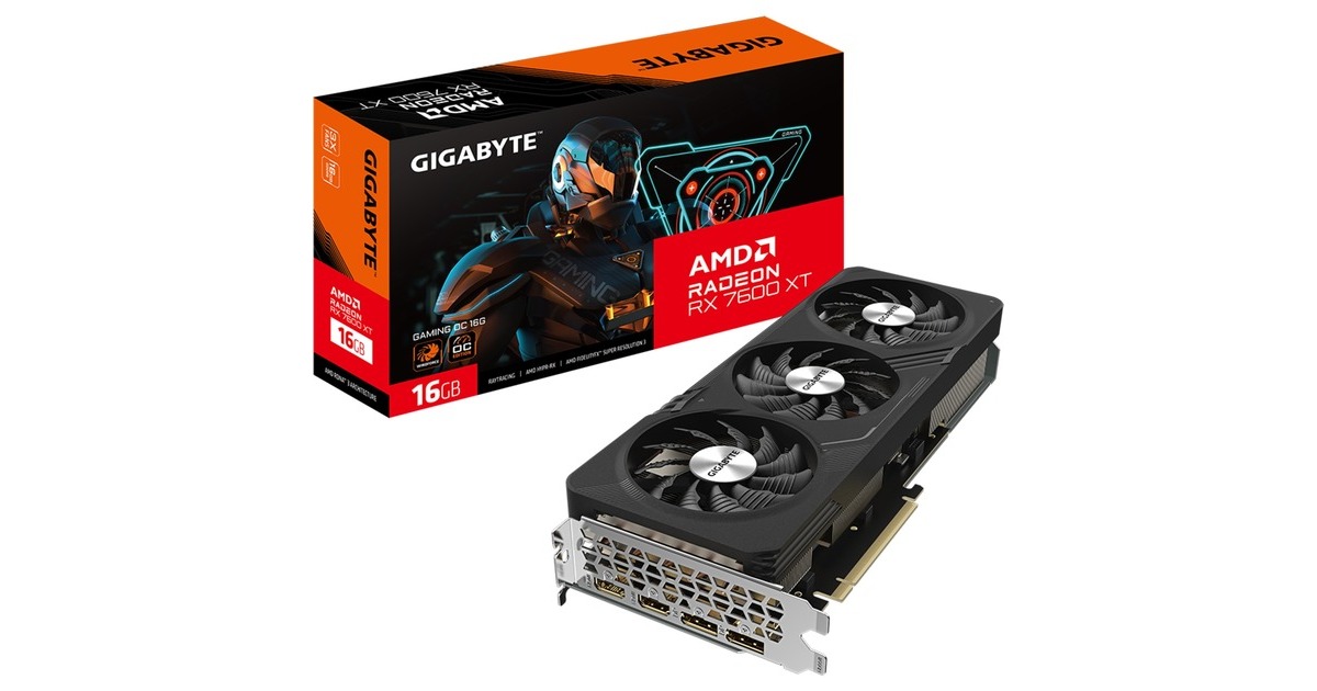 GIGABYTE Radeon RX 7600 XT GAMING OC 16G, Grafikkarte(RDNA 3, GDDR6, 2x DisplayPort, 2x HDMI 2.1)