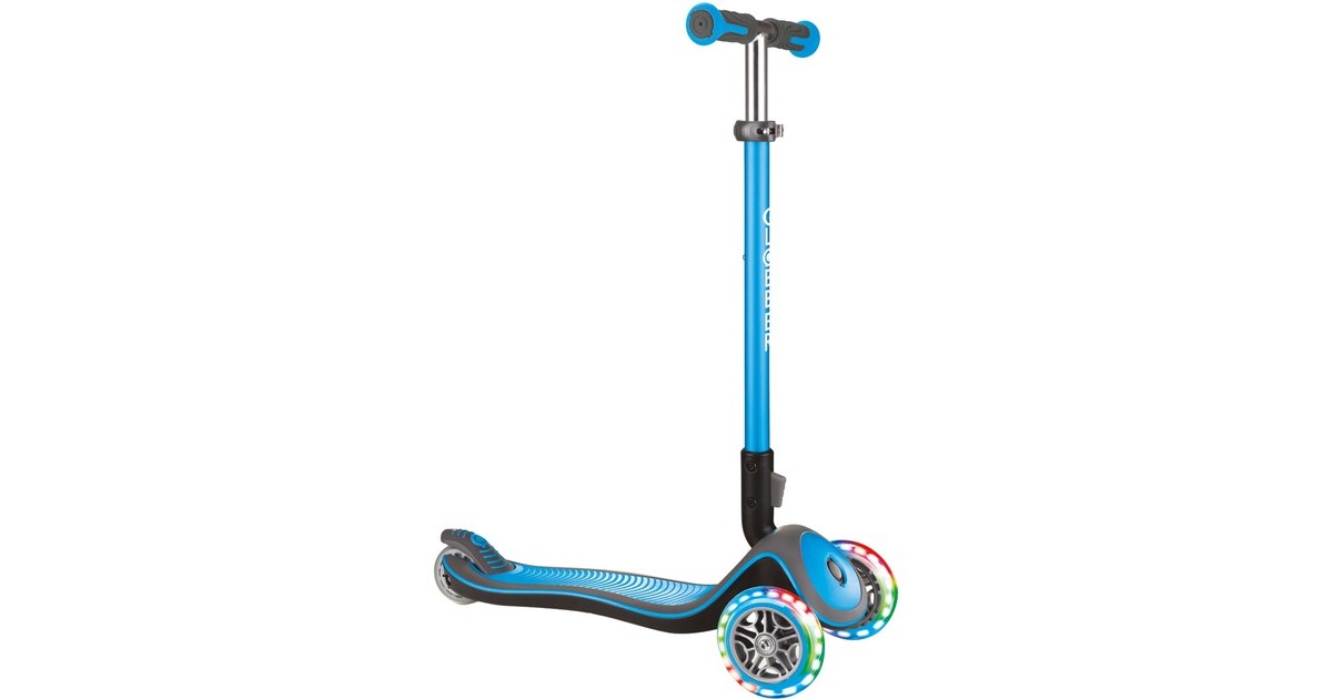 GLOBBER Elite Deluxe mit Leuchtrollen, Scooter(hellblau, Outlet)