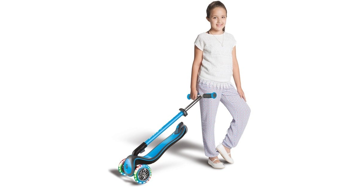 GLOBBER Elite Deluxe mit Leuchtrollen, Scooter(hellblau)