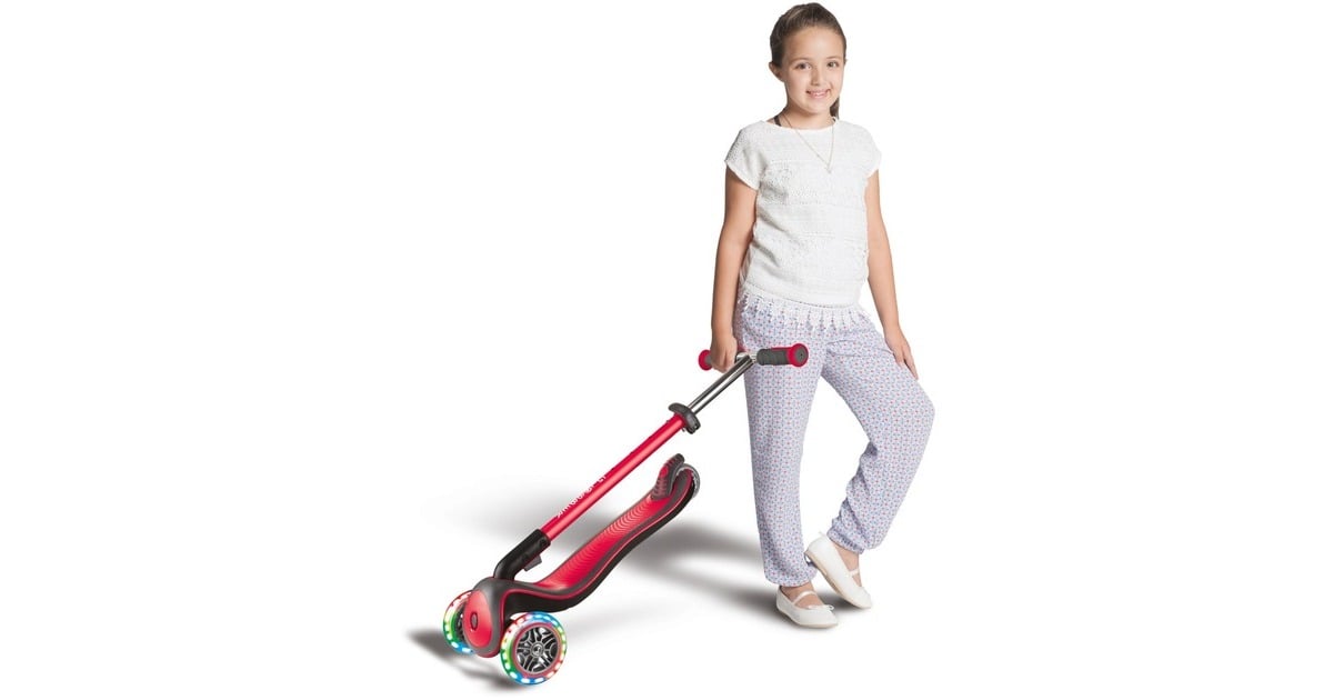 GLOBBER Elite Deluxe mit Leuchtrollen, Scooter(rot)