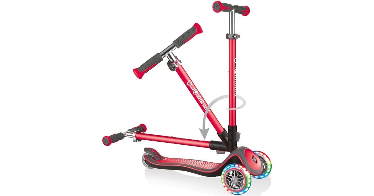 GLOBBER Elite Deluxe mit Leuchtrollen, Scooter(rot)