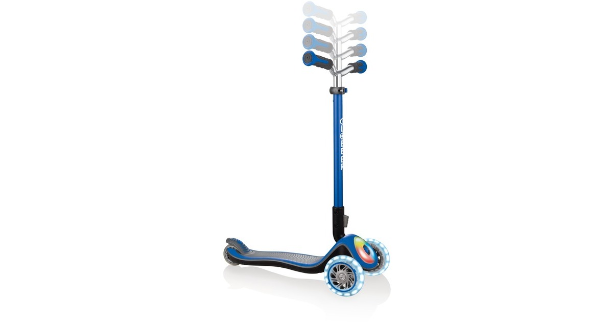 GLOBBER Elite Prime mit Leuchtrollen und Flashlight, Scooter(blau/schwarz)