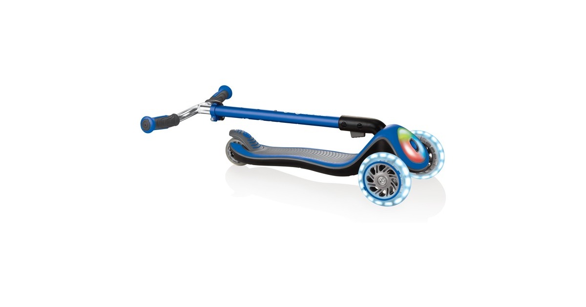 GLOBBER Elite Prime mit Leuchtrollen und Flashlight, Scooter(blau/schwarz)
